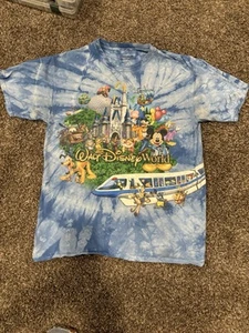 Blue Walt Disney World Disneyland Resort Graphic Tie Die T Shirt Size Large - Picture 1 of 4