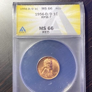 1956-D/D Lincoln Cent MS66RD RPM-7 - Picture 1 of 4