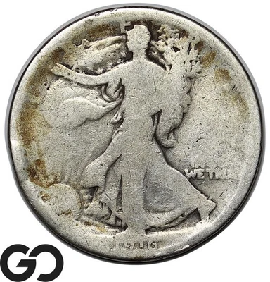 Meio dólar Walking Liberty 1916, edição do primeiro ano - Imagem 1 de 3