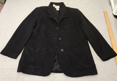 Chaqueta Blazer Abrigo Eddie Bauer Mujer Grande Negra Mezcla Lana Cachemira Estilo Y2K Foto 1 de 4