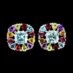 925 Pendientes de Plata Ley Amortiguador Topacio 7mm Citrino Gema Natural Joyas - Imagen 1 de 13