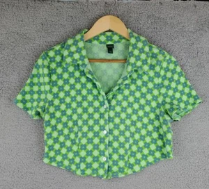 Womens Wild Fable Green Blue Floral Crop Top Size XL - Afbeelding 1 van 10