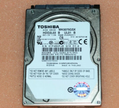 Toshiba MK5075GSX 500GB SATA/300 5400RPM 8MB 2.5 Hard Drive - Image 1 of 4