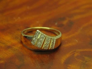 Anillo de oro amarillo 14kt 585 con relleno brillante / diamante / 2,7g / RG 55 - Imagen 1 de 6