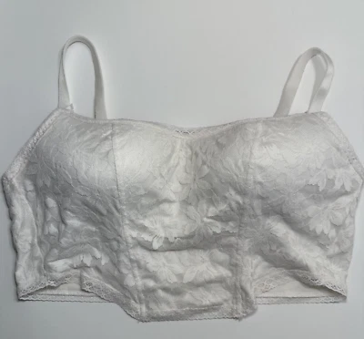 PINK Victoria's Secrect Bralette 蕾丝浅衬里紧身胸衣上衣白色 L 码 — 第 1/4 张图片