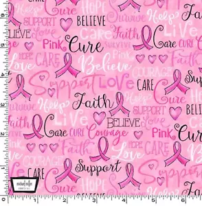 Think Pink: Believe- Michael Miller Fabrics Sold by the Yard - Picture 1 of 1