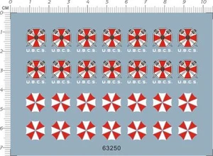 Detail Up Different scale size Umbrella U.B.C.S Car Model Kit Water Slide Decal - Picture 1 of 1
