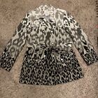 CALVIN KLEIN Leopard Print Coat Jacket With Belt Size L Rain Coat Polyester