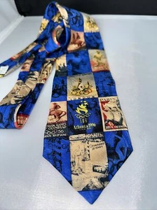 Corbata globo terráqueo deportivo colección de los Juegos Olímpicos de Atlanta 1996 100 % seda RM de colección EE. UU. - Imagen 1 de 6