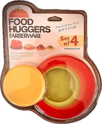 Farberware Food Huggers Silicone Reutilizável Economizador de Alimentos Conjunto de 4 Verdes Frescos Novo - Imagem 1 de 4