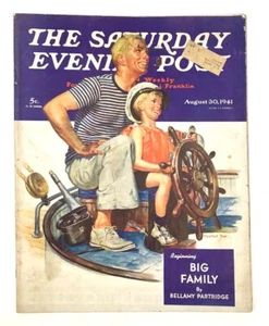 Saturday Evening Post Illustrated Cover Magazine August 30 1941 Big Family - Picture 1 of 7