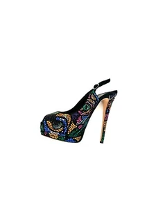 Giuseppe Zanotti Wildleder mehrfarbig kristallverzierte Peep Toe Sandalen 40 - Bild 1 von 10