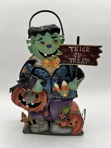 Frankenstein Metall Trick or Leckerbissen Tee Licht Halter Halloween Dekor Kerzenhalter - Bild 1 von 10