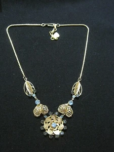 Collar Vintage Tono Dorado Filigrana Floral y Estrás 20" Largo  - Imagen 1 de 3