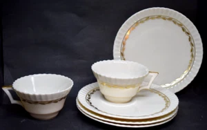 Lenox China Lonsdale Fluted Edge Set of Four Dessert Plates & Two Tea Cups - Picture 1 of 13
