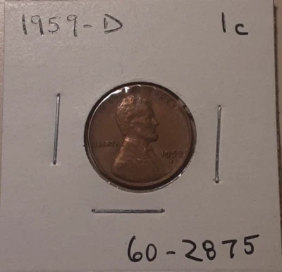 1959-D Lincoln Memorial Penny One Cent US Copper (60-2875) - Image 1 of 3