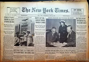 The New York Times 19 de junio de 1951 Guerra de Corea Douglas McArthur Harry Truman - Imagen 1 de 2