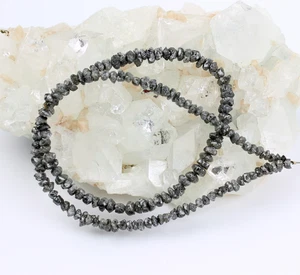Raw Diamond Necklace Gemstone Strand Gray Sparkling approx. 62 Carats - Picture 1 of 4