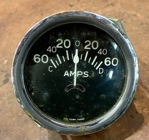 Vintage Stewart Warner • Smooth Bezel Curved Glass Tulip • 2 5/8" 60 Amp Gauge - Picture 1 of 13