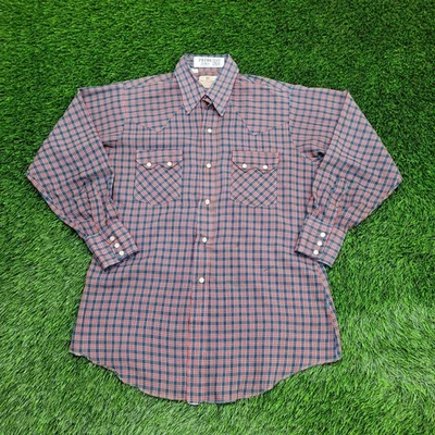 Camisa vintage DEE-CEE a cuadros con botones occidentales mediana 15,5 21x30 Foto 1 de 4