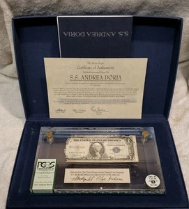 1935 1 $ Silber Zertifikat Grade B, S.S Andrea Doria SHIPWRECK PCGS mit Etui COA - Bild 1 von 23