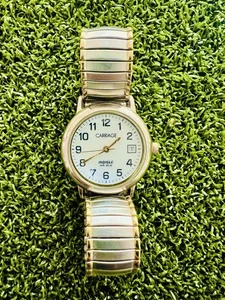 Orologio da polso Carriage by Timex Indiglo cinturino espansione tono oro argento WR 30M - Foto 1 di 5