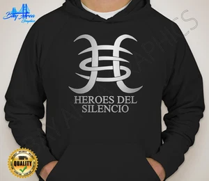 Heroes Del Silencio Hoodie schwarz Fleece Unisex Sweatshirt HTV Logo vorne - Bild 1 von 9