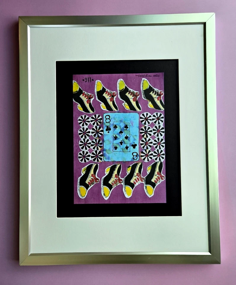 🔥 Pedro Friedeberg + signierter Druck gerahmt + fertig zum Aufhängen + Schuhe und acht Clubs - Bild 1 von 3