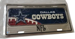 Dallas Cowboys Chrome Metal License Plate Frame Auto Tag Holder New - Picture 1 of 3