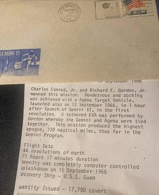 GEMINI 11 Launch + Official NASA Blue Cachet  ; KSC 12 SEPTEMBER  1966 - Image 1 of 4