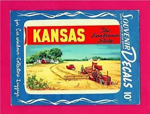 Calcomanía de recuerdo Meyercord 1951 vintage del estado girasol de Kansas stock antiguo - Imagen 1 de 1