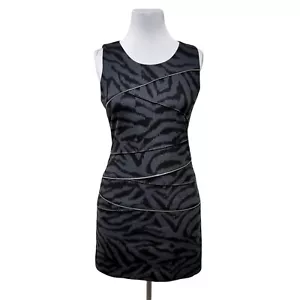 Abito smanicato Michael Kors donna 6 grigio stampa leopardata con dettaglio zip - Foto 1 di 9