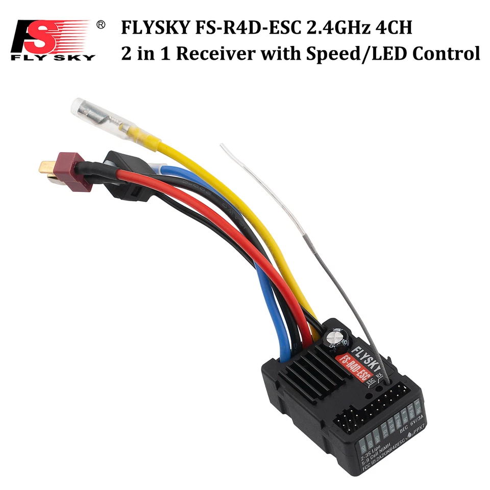 FLYSKY FS-R4D-ESC 2 in 1 Receiver Speed LED Control for FS-HW-G4P MG4 1/10 Truck - Image 1 of 4