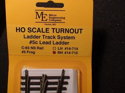 Micro- Engineering #14-715 HO LADDER TRACK SYSTEM TURNOUT RH #5c Code 83 - Image 1 of 4