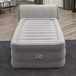 Twin 18" Airbed Blow Up Mattress Inflatable Air Bed Headboard w/ BUILT IN PUMP - Picture 1 of 9