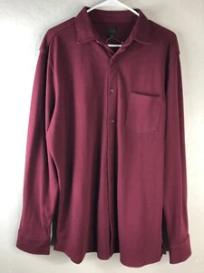NWOT 14th & Union Mens L Knit Button Front Shirt Maroon Red - Picture 1 of 5