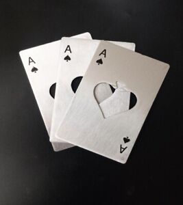 3 karty do gry Ace of Spades Poker Butelka Soda Piwo Otwieracz Stal nierdzewna A