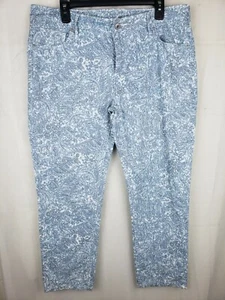 Liz Clairborne Womens Casual Pants Size 16 Blue White 5 Pockets Zipper Button - Picture 1 of 8