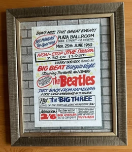 THE BEATLES - FRAMED REPRODUCTION BILL POSTER / FLYER (PLAZA, ST. HELENS) - Picture 1 of 2