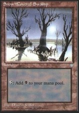 1x Snow-Covered Swamp PL/MP, English MTG Ice Age