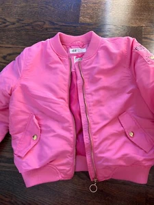 H&M Girls Pink Bomber Jacket Size 5-6 Y - Picture 1 of 3
