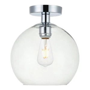 Living District Baxter 1-Light Metal Flush Mount in Chrome and Clear - Picture 1 of 3