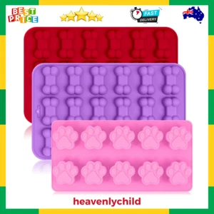 Ice Molds Silicone Trays with Puppy Dog Paw Bone Shape Fine Good Reus 3 Pack - Picture 1 of 9
