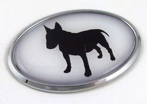 Bull Terrier Dog Breeds 3D Chrome emblem Pet Decal Car Auto Bike Sticker oval - Foto 1 di 1