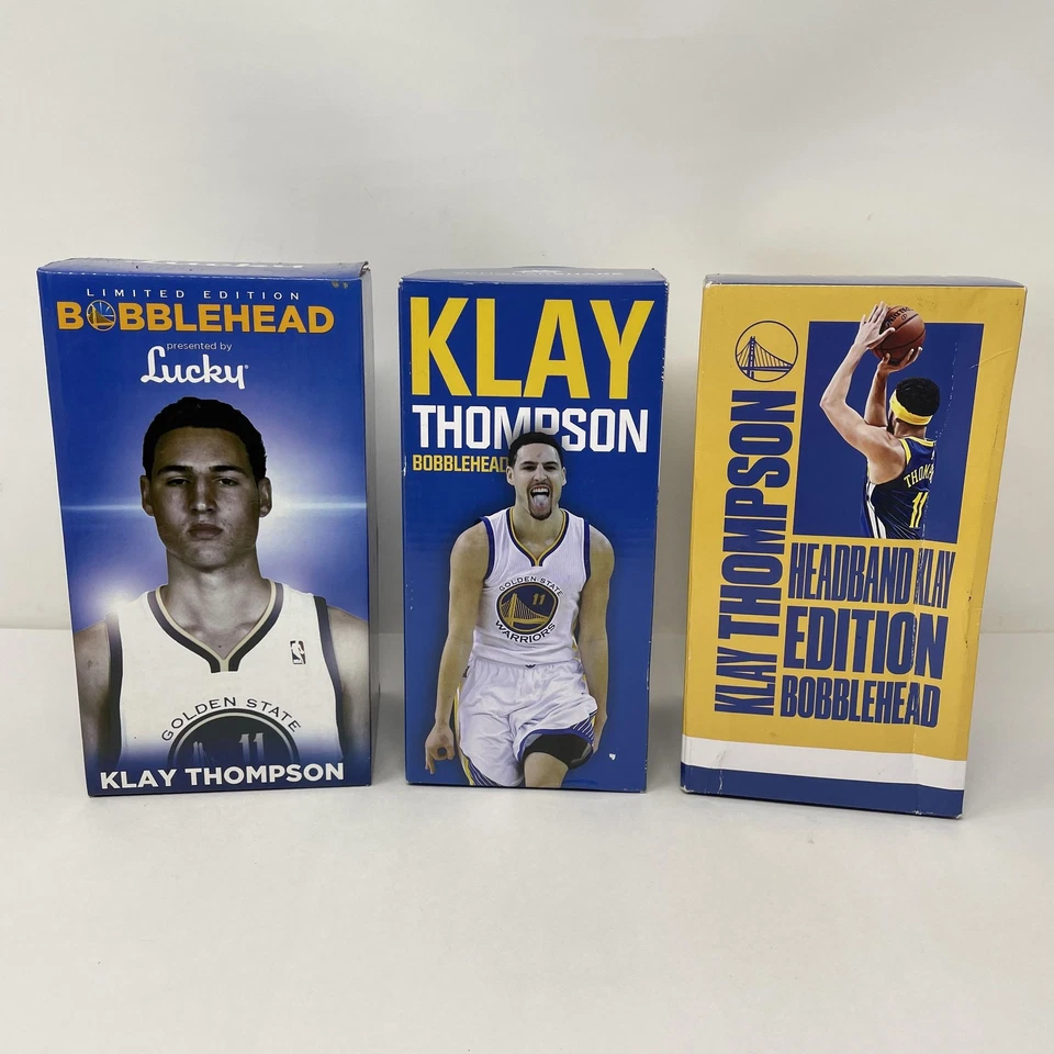 Klay Thompson Bobblehead Lote 3 Golden State Warriors NBA Bulldog Diadema RARA Foto 1 de 4