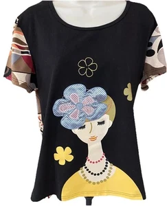 Nikky Collection Damen XL Grafik T-Shirt Baumwolle Boutique Neu Granny Core Top - Bild 1 von 4
