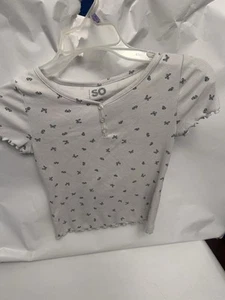 SO tshirt white with butterflies m 8 kids girls shirt - Picture 1 of 3