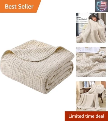 Manta transpirable de muselina blanca albaricoque - 90"x90" para relajación de verano Foto 1 de 4