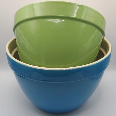 🔥 Cuencos mezcladores ADDISON vintage caja y barril 9 5/8" azul y 8,5" verde Foto 1 de 4