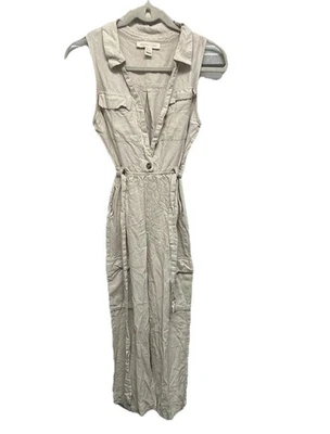 Monteau Los Angeles Mujer Lino Carga Mono Sin Mangas PEQUEÑO Safari Corbata Cinturón Foto 1 de 4